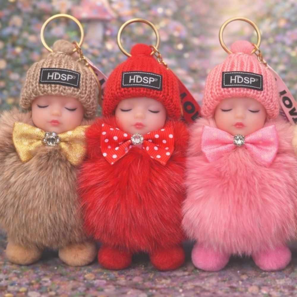 Plush Keychain - Pink Faux Fur Doll - Picture 15 of 16